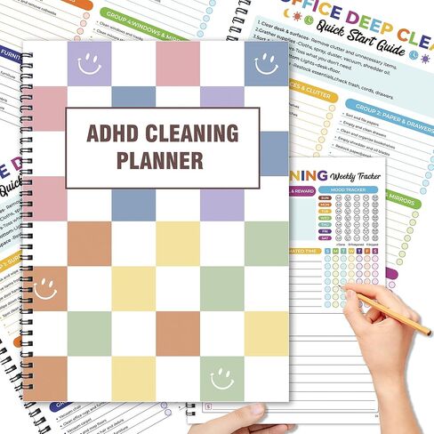 مخطط تنظيف ADHD للنساء البالغات، جدول مخطط التنظيف اليومي/الأسبوعي/الشهري غير مؤرخ وقائمة مرجعية، منظم الأعمال المنزلية ومجلة التنظيف للعقول العصبية المتباينة in Kuwait