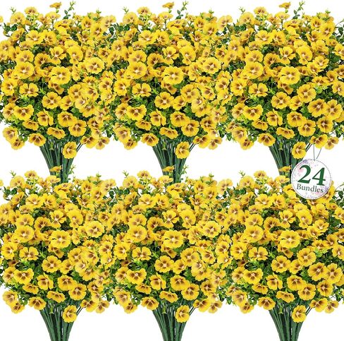 Ouddy Decor 24 Bundles Artificial Flowers for Outdoors, Fake Silk Flowers UV Resistant Faux Plastic Plants for Planters Vase Table Porch Patio Garden Spring Summer Indoor Outdoor Home Decor, Mixed in Saudi Arabia