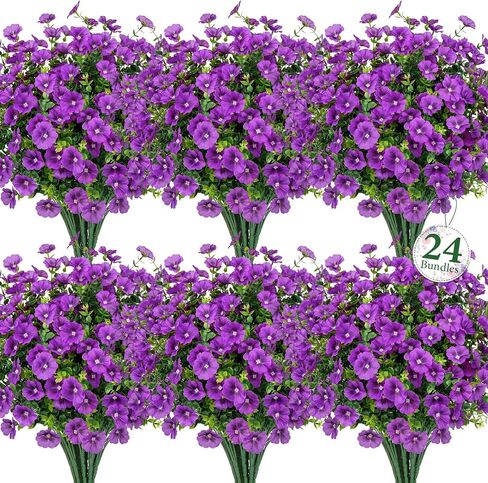 Ouddy Decor 24 Bundles Artificial Flowers for Outdoors, Fake Silk Flowers UV Resistant Faux Plastic Plants for Planters Vase Table Porch Patio Garden Spring Summer Indoor Outdoor Home Decor, Mixed in Saudi Arabia