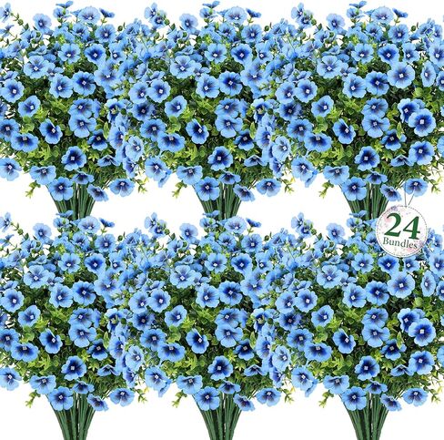 Ouddy Decor 24 Bundles Artificial Flowers for Outdoors, Fake Silk Flowers UV Resistant Faux Plastic Plants for Planters Vase Table Porch Patio Garden Spring Summer Indoor Outdoor Home Decor, Mixed in Saudi Arabia