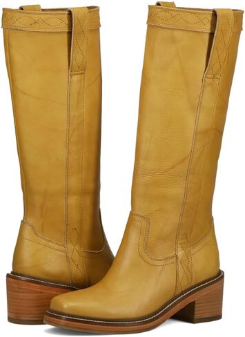 Frye Kate Pull on 14" Genuine Leather Wide Calf Riding Boots for Women | Cushioned Footbed, Rubber Outsole, Leather-Lined Interior, Pull-On Style, 2" Block Heel - Wide Calf Boots for Women in Saudi Arabia