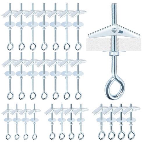 15Pcs M6 x 70mm Eye Bolt Toggle Bolt Assortment Kit, Spring Toggle Bolts Butterfly Anchors Butterfly Toggle Anchors, Heavy Duty Drywall Anchors with Wing Nut for Hanging Lamps Heavy Items in Kuwait