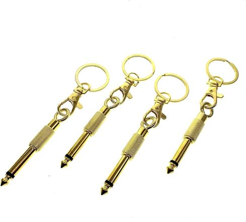 4pcs Guitar and Bass Plug Keychains, 6.35mm 1/4 Inches Audio Jack, Music Enthusiasts Accessories, Electric Amplifier Connector Key Rings for Wall Mountable Amp Cable Holder Kit (Silver) in Saudi Arabia