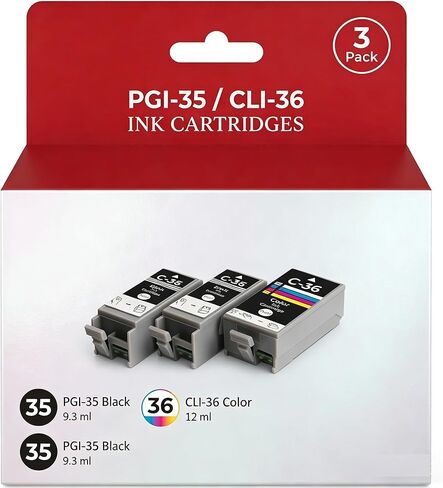 خرطوشة حبر PGI-35/CLI-36 35 36 لاستبدال خرطوشة حبر Canon pixma tr150 لخرطوشة حبر Canon 35 36 المتوافقة مع طابعة Canon Pixma TR150 iP110 iP100 (2 أسود، 1 ثلاثي الألوان) in Saudi Arabia