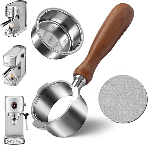 فلتر القهوة بدون قاع مقاس 51 مم متوافق مع CASABREWS CM5418 و5418Pro و3700Essential - فلتر القهوة ذو 3 أذن من الفولاذ المقاوم للصدأ مع شاشة بوك وسلة فلتر in Saudi Arabia