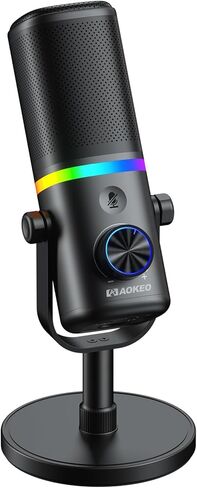 Aokeo AK-10 USB Gaming Microphone Wtih AK-35 Arm, Condenser Microphone for PC/MAC/PS4/PS5/Phone-Cardioid Mic with RGB Lighting in Saudi Arabia