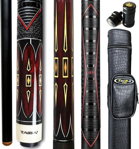 عصا البلياردو من قطعتين من Tai ba cues مع حافظة 1×1، قبضة مطاطية من البولي يوريثان، طرف جلد متعدد الطبقات 13 مم، 58 بوصة، عصا البلياردو الاحترافية من خشب القيقب الكندي الصلب 19-21 أونصة in Kuwait