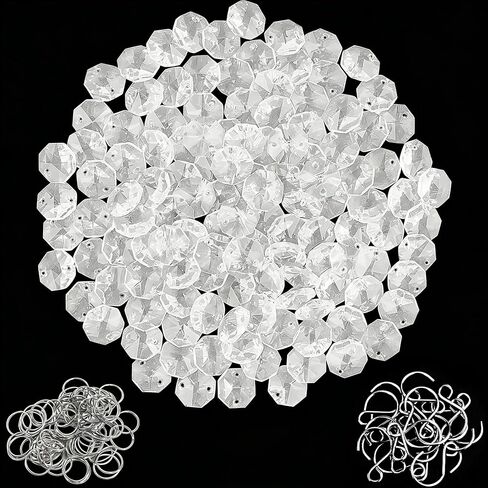 240Pcs Crystal Suncatcher Beads 150 14mm Crystal Glass Octagon Beads Bulk AB Color Sun catcher Supplies Chandelier Replacement Connector Spacer Bead for DIY Hanging Ornament Pendant Jewelry (AB Color) in Saudi Arabia