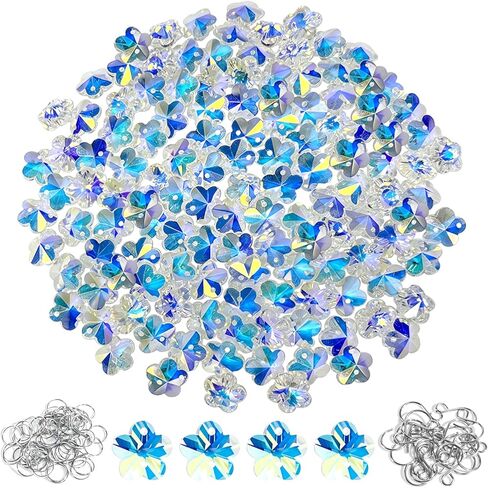 240Pcs Crystal Suncatcher Beads 150 14mm Crystal Glass Octagon Beads Bulk AB Color Sun catcher Supplies Chandelier Replacement Connector Spacer Bead for DIY Hanging Ornament Pendant Jewelry (AB Color) in Saudi Arabia