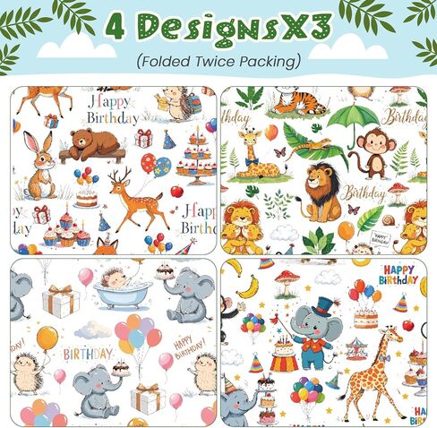 Pineraap Alligator Birthday Wrapping Paper 12 Sheets Happy Birthday Themed Gift Wrap with Cartoon Crocodile & Gift Box Designs,20"×28" in Saudi Arabia