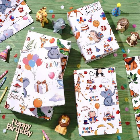 Pineraap Alligator Birthday Wrapping Paper 12 Sheets Happy Birthday Themed Gift Wrap with Cartoon Crocodile & Gift Box Designs,20"×28" in Saudi Arabia