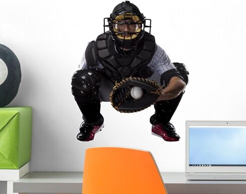 ملصق جداري للاعب البيسبول من Wallmonkeys Catcher قابل للتقشير واللصق (24 بوصة ارتفاع × 16 بوصة عرض) WM366010 in Saudi Arabia