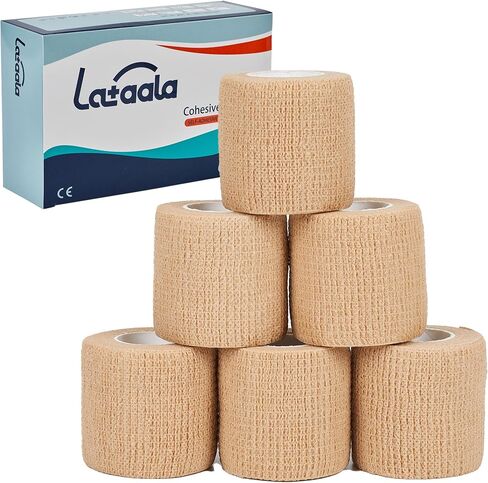 6 Pack,1" x 5 Yards Self Adhesive Bandage Wraps for Sports, Cohesive Bandages,Atheletic Tape for Wrist, Ankle, Hand, Leg,Skin Color,Vet Wrap in Saudi Arabia