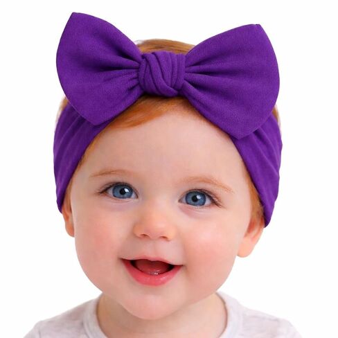 Baby Girl Headbands 0–6 Months – Newborn Infant Soft Cotton Handmade Bow Headband, Stretchy No Mark Baby Hair Accessories (Soft White, 0-6 Month) in Saudi Arabia
