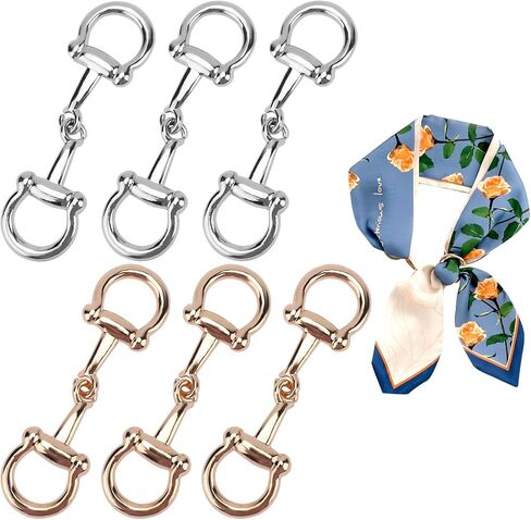 10 Pcs Scarf Ring Clip Metal Horsebit Silk Scarf Clasp, Elegant Horsebits Clasp Silk Scarfs Clips Horsebits Scarfs Ring Accessories for Women in Saudi Arabia