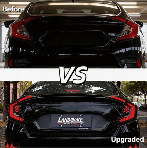 Sequential Dynamic LED Tail Lights for Honda Civic Sedan 2016-2021 10th - 1 Pair Smoked Assembly with Startup Animation | Direct Upgrade (Not Fit Hatchback, Sedan Only) (Racer) in Saudi Arabia