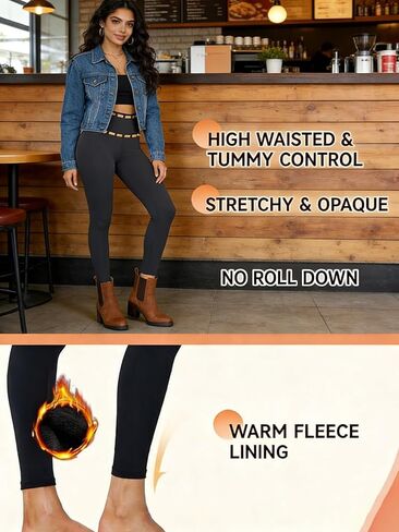 Women's Fleece Lined - High Waisted Thermal Yoga Pants,Warm Soft Winter Workout Running Hiking Tights in Saudi Arabia
