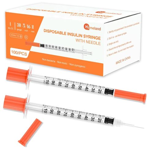1ml/cc Disposable Syringe with 30G 5/16" (8mm) Needle | 30 Pack Individually Wrapped | U-100 Lab Supplies in Saudi Arabia