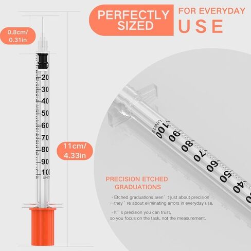 1ml/cc Disposable Syringe with 30G 5/16" (8mm) Needle | 30 Pack Individually Wrapped | U-100 Lab Supplies in Saudi Arabia