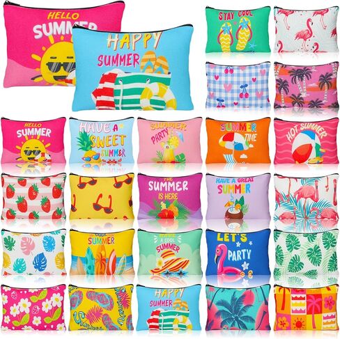 Abbylike 24 Pcs Easter Canvas Makeup Bags Bulk Cosmetic Bags Toiletry Storage Zipper Pouch Portable Travel Purse Toiletry Pocket Organizer for Easter Women Men Gifts in Kuwait
