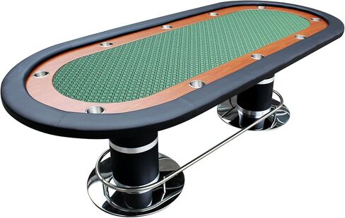 Poker Table for 10 Players Casino Style Games 96 inches with Speed Cloth Racetrack Playing Surface Pedestal Base, Blue in Saudi Arabia