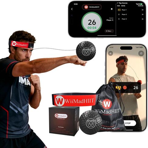 Boxing Reflex Ball – Elite-Endorsed Reaction Trainer | App-Connected Punch Counter | Fun Fitness for All Ages | Design for All Levels | Ideal Gift for Home Workouts | Black in Saudi Arabia