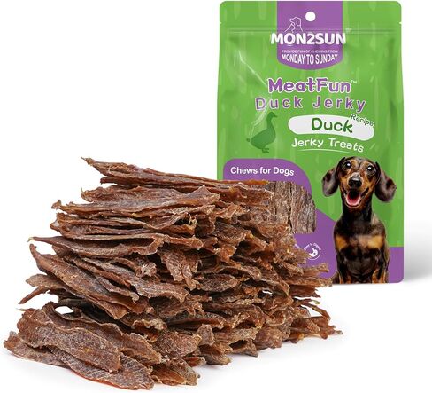 MON2SUN Dog Treats Duck Jerky، مكون واحد، خالي من الجلود الخام، عالي البروتين، قليل الدهون، علاجات تدريب للكلاب الصغيرة والكبيرة، 14.1 أونصة in Kuwait