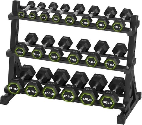 Hex Dumbbell Sets with Rack, 290-670 lb Rubber Encased Exercise & Fitness Dumbbells Set, Hand Weight for Strength Training, Weight Dumbbells in Saudi Arabia