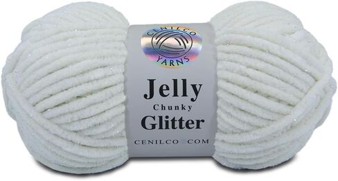 Jelly Chunky Glitter Chenille Blanket Yarn for Crocheting and Knitting Super Bulky 100grs. / 3.5 oz. 110 MTS. / 120 yds. (10-Black) in Kuwait