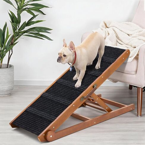 Dog Steps for Bed & Couch - 2-in-1 Dog Stairs/Ramp for Small to Large Breeds - 6 Adjustable Height from 12" to 24" - Folding Portable Wooden Ramp for Dogs to Get on Bed Couch Car Up to 200LBS in Saudi Arabia