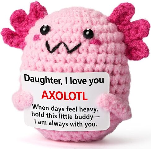 أجداد هدية الحفيدة - قطيفة صغيرة من الكروشيه Axolotl، تذكار الدعم العاطفي، Kawaii الوردي، الأفضل لعيد الميلاد، عيد الميلاد، تخزين المواد، عيد الحب، عيد الفصح in Kuwait