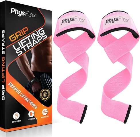 Anti-Slip Grip Lifting Straps for Weightlifting and Strength Training, Premium Cotton and Padded Wrist Wraps, Gym Deadlift for Men & Women (Black, 1-Pair) in Saudi Arabia