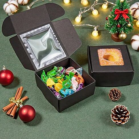 10 Packs 5x5x2.5cm White Cookie Boxes, Bakery Boxes with Window, Mini Cake Boxes, Food Container Boxes for Cookies, Pastry, Pie, Strawberries, Donuts, Candy, Desserts, Small Cake in Saudi Arabia