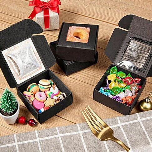 10 Packs 5x5x2.5cm White Cookie Boxes, Bakery Boxes with Window, Mini Cake Boxes, Food Container Boxes for Cookies, Pastry, Pie, Strawberries, Donuts, Candy, Desserts, Small Cake in Saudi Arabia