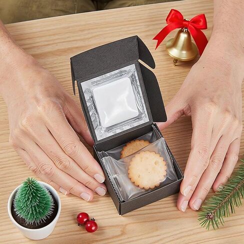 10 Packs 5x5x2.5cm White Cookie Boxes, Bakery Boxes with Window, Mini Cake Boxes, Food Container Boxes for Cookies, Pastry, Pie, Strawberries, Donuts, Candy, Desserts, Small Cake in Saudi Arabia