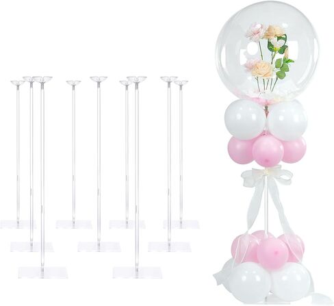 YALLOVE Balloon Stands for Table Set of 4, Adjustable Height 15.75 Inch, 23.62 Inch Balloon Centerpiece Stand, Acrylic Balloon Stick Holder with Base for Party Decorations (Balloons Not Included) in Saudi Arabia