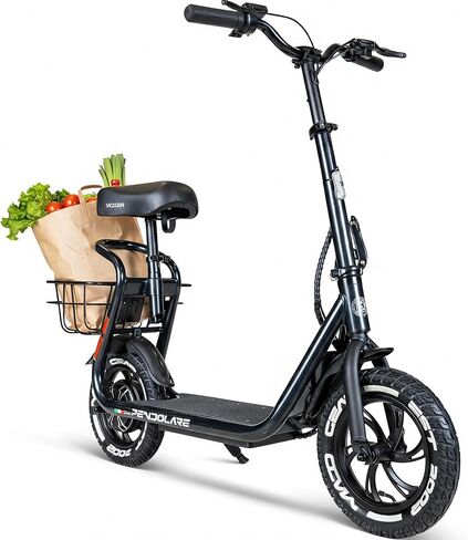 سكوتر كهربائي بمقعد للبالغين والمراهقين - إطارات هوائية مقاس 12 بوصة، محرك 450 واط، بطارية 48 فولت - ما يصل إلى 18.5 ميل في الساعة ونطاق 18 ميل - سكوتر إلكتروني قابل للطي - Madd Gear Pendolare in Kuwait