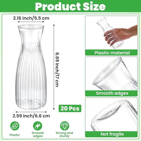 20Pcs Plastic Bud Vases Small Plastic Vases in Bulk, Clear Container for Flowers Height Shatterproof Bud Vase Wedding Centerpieces for Home Decor Living Room Office Decoration, Housewarming Party Gift in Saudi Arabia