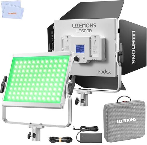 Godox Litemons LP600R RGB LED Light Panel W/APP Control,60W Studio Photography Lighting W/Barndoor,1800K -10000K,14 FX Modes/360°Rotatable/CRI 96+ TLCI 96+ in Saudi Arabia