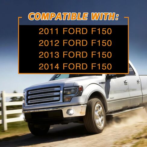 LED Fog Light Assembly with DRL Turn Signal, High Brightness Clear Front Bumper Lamps Kit Compatible with 2011 2012 2013 2014 Ford F150 DOT Approved with Bezels in Saudi Arabia