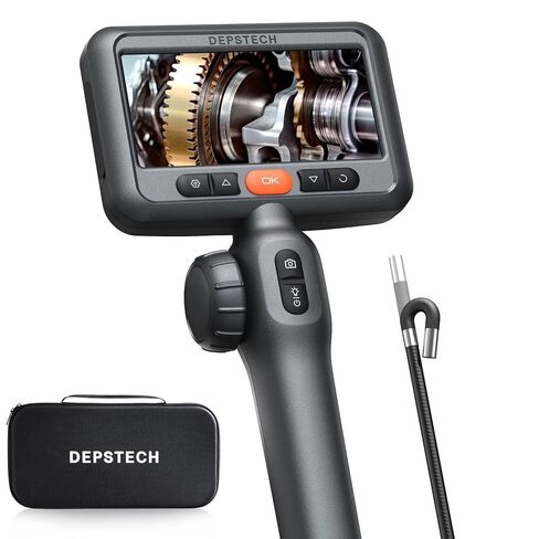 DEPSTECH 10FT Articulating Endoscope Camera with Light: Dual Lens Industrial Borescope with 4.5" Screen and Flexible Cable, Video Inspection Snake Scope Camera Tool for Wall, Auto, Pipe, Mechanics in Saudi Arabia
