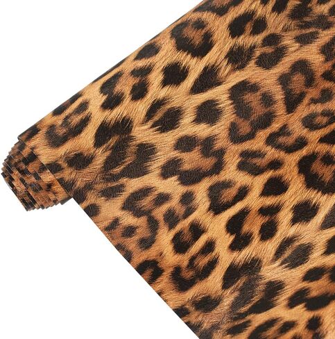 Leopard Print Faux Leather Fabric 16x54 Inches (41x137cm) - Animal Skin Textured Synthetic Leather, Multi-Purpose Crafting Material for Hair Accessories, Makeup Bags, Handbags (Brown-S) in Saudi Arabia