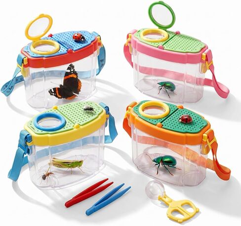 4 Set Bug Catcher for Kids Bug Viewer and Insects Tweezer for Students, Critter Catching Kit Magnifying Insect Cage Container Kit for Kids Outdoor Science Nature Exploration in Saudi Arabia