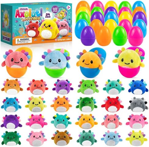 Easter Basket Stuffers – Easter Basket Essentials 12 Pack Prefilled Plastic Eggs with Axolotl Plush Toys Mini Mexican Salamander Stuffed Animals for Kids Easter Gifts Classroom Exchanges Party Favors in Saudi Arabia