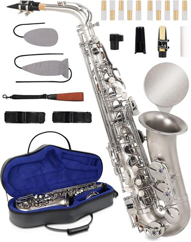 AKLOT Handcrafted E-Flat Alto Saxophone: Gold Brass Body with Clear, Balanced Tone, Secure Air Seal, Durable 23-Key System, Includes Stylish Case, Saxophone Cleaning Kit, Reeds & Gloves (BL-SF) in Kuwait