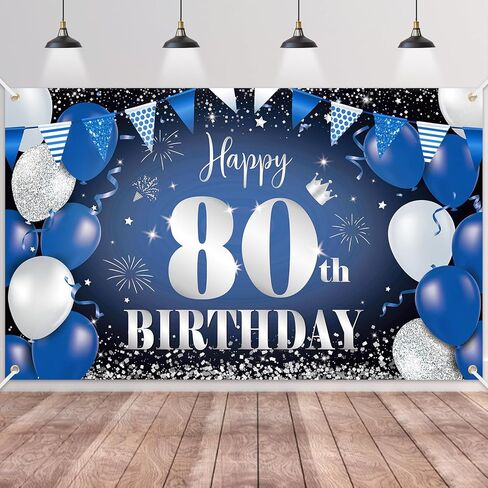 Happy 60th Birthday Banner for Men, Navy Blue Black Silver Happy 60 Years Decorations Fabric Backdrop, 180×110cm Photo Background Signs for Men's 60th Birthday Party Decor in Saudi Arabia