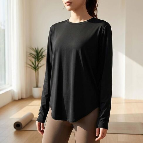 Workout Tops for Women Loose Fit Long Sleeve Tops Athletic T-Shirts in Saudi Arabia