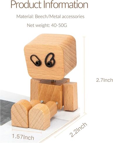 Shaking Feet Wooden Man Figurine with Spring Legs, Cute Wobbly Wooden Statue for Car Dashboard & Desk Decor, Customizable Face Expression Doll with Storage Box, Fun Gift for Drivers & Friends in Saudi Arabia