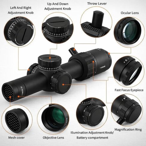 GOTICAL 1.2-6 x20 Scope Tactical Optic Cross Sight Rifle Scope | 1-6x24 SFP LPVO Scope with Rings in Saudi Arabia