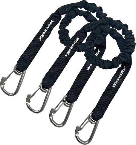 WAVESRX DockingPal - Premium Flat Bungee Dock Lines for Boats I Elastic Boat Dock Rope with Stainless Steel Carabiners | Stretches from 3' to 5' | Absorbs Shocks Prevent Damage to Jet Ski & PWC in Saudi Arabia